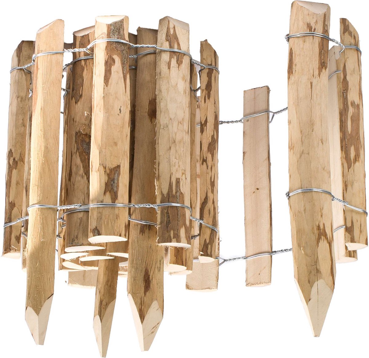 BOGATECO Hazelnoot Rollborder 35 x 300 cm - Flexibele Houten Halfrondomheining - Tuin Afbo