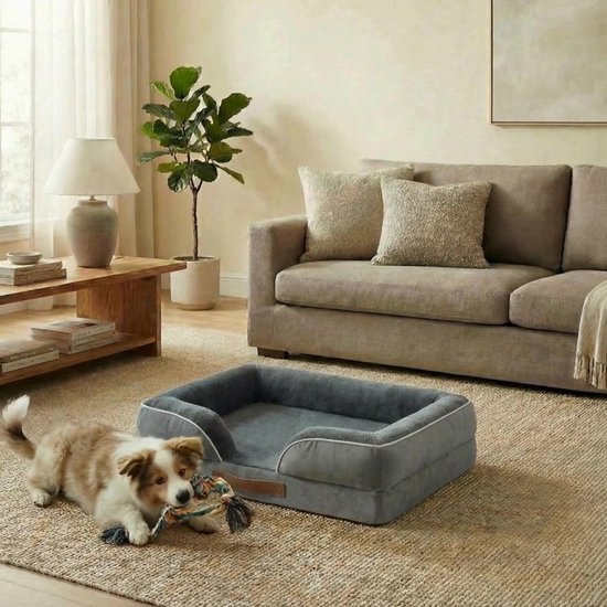 JOEJOY Orthopedisch hondenbed voor grote honden, XL, hondenkussen, wasbaar, wollig, hondenmatras voor grote honden, antislip onderkant, 104 x 69 x 9 cm