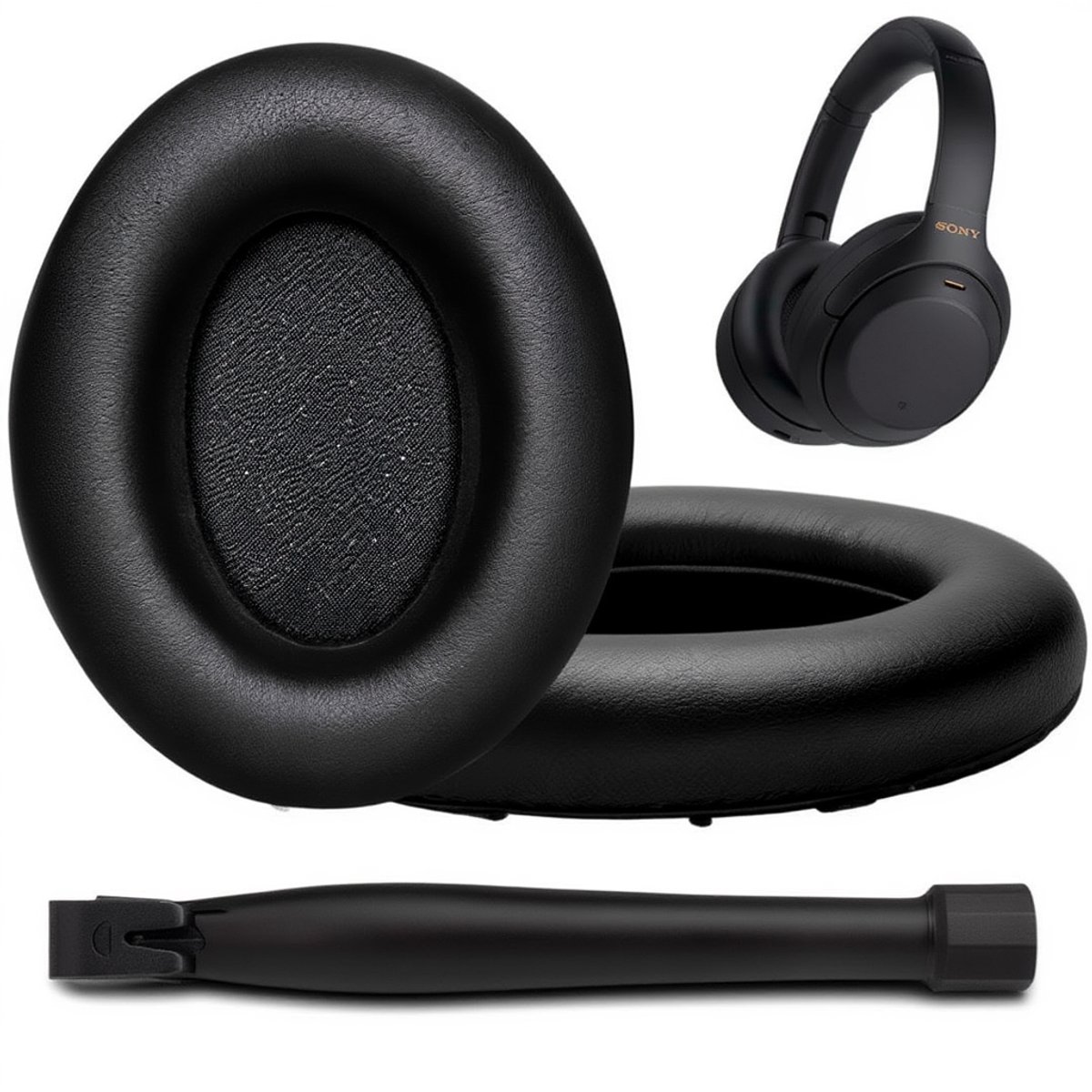 Set Oorkussens voor Sony Koptelefoon – WH-1000XM3 Oorkussen – WH-1000XM3 - Proteïneleer met Traagschuim