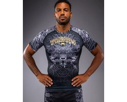 Venum Wolf Atak Rashguard - Zwart/Grijs | Compressieshirt voor MMA, BJJ & Kickboksen - M