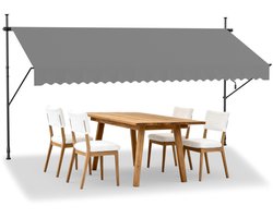 Breedte Zonwering Uitklapbare Klemmluifel 350cm Balkon Luifel Hoogteverstelbaar Met Handkraan UV-Bestendig & Weerbestendig Zonweringrolluik Zonder Boren Voor Buiten Terras (Lichtgrijs) NAIZY