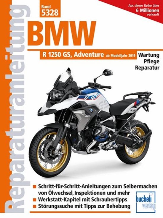 Reparatiehandleiding voor de BMW R 1250 GS en Adventure vanaf modeljaar 2019. Beschrijft onderhoud, reparatie en verzorging.