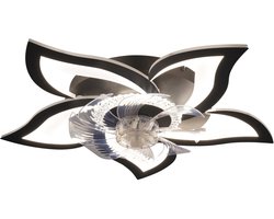 Glitzerlife - Plafond ventilator met verlichting - Dimbare LED Ventilatorlamp - Afstandsbediening 6 Snelheden Timer Nachtmodus - Stille plafondventilator - Ø62cm - Zwart