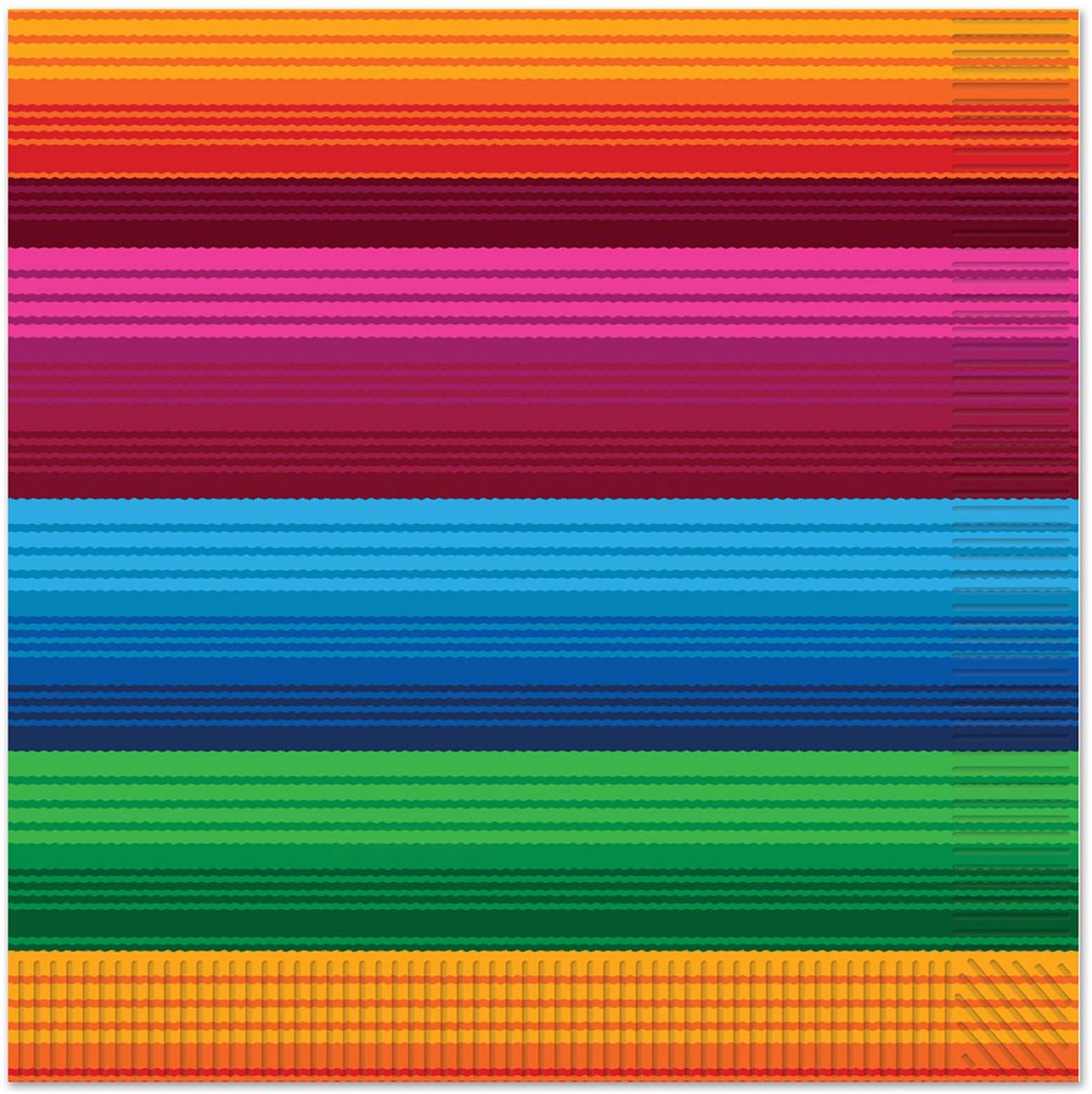 360 DEGREES - 16 Mexicaanse papieren servetten 33 x 33 cm met veelkleurige strepen