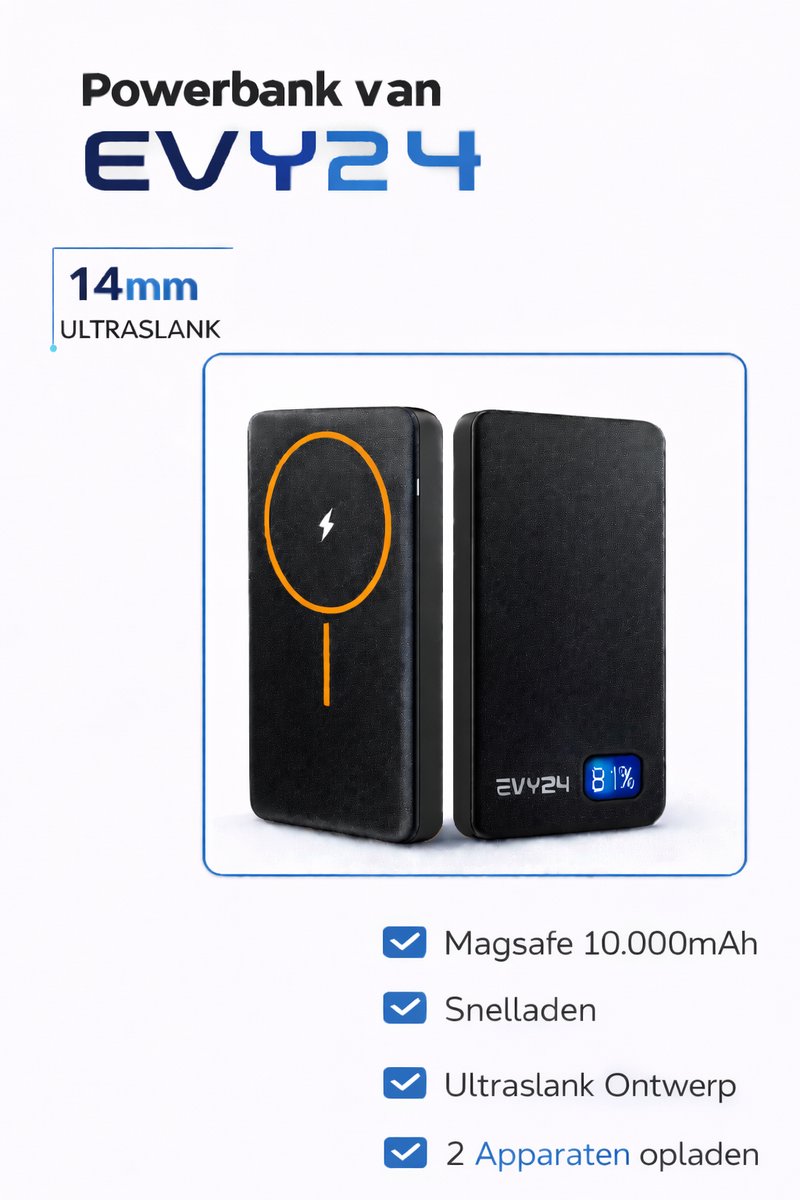 Evy24 Powerbank Magsafe 10.000mAh - Draadloos Laden - afbeelding 3
