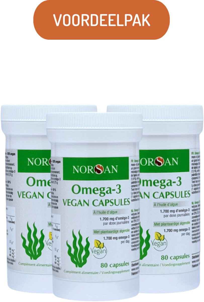 NORSAN | OMEGA-3 VEGAN CAPSULES | VOORDEELPAK | 3 POTTEN X 80 CAPSULES