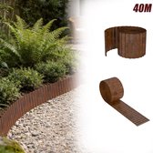 Aufun 4 Stuks Gazonrand 10 m - Roestkleur - 15cm Hoog - Gegalvaniseerde maairand - Voor tuin en gazon