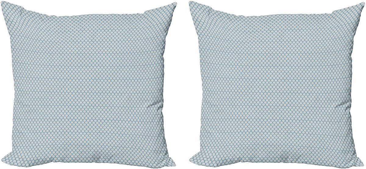 ABAKUHAUS Ivoor en blauwe decoratieve kussenhoes, 2 stuks, tropische blader 45x45 cm, lichtblauw en wit