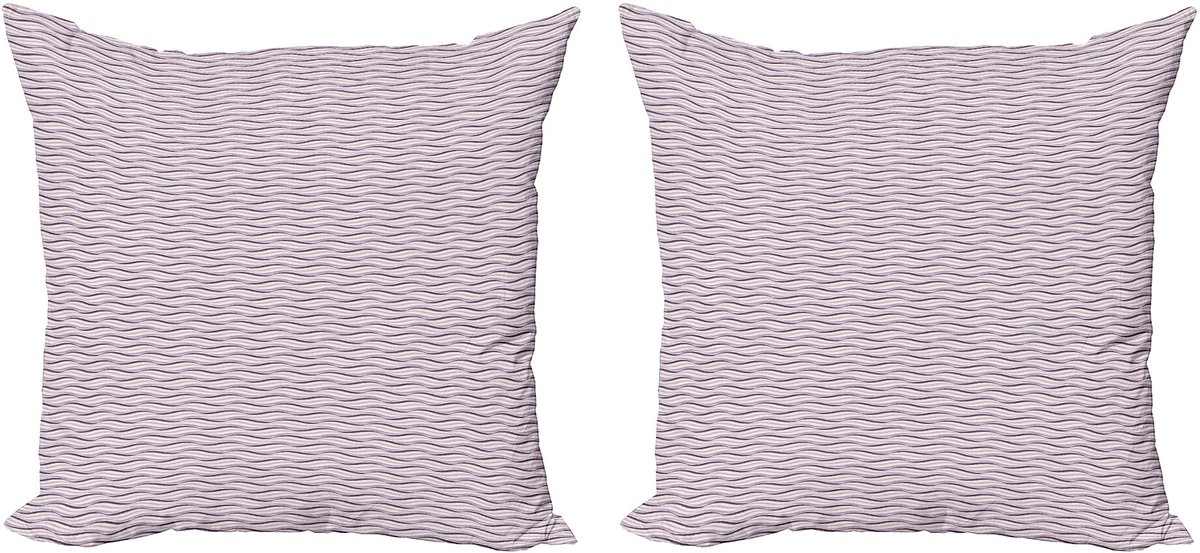 ABAKUHAUS Paarse decoratieve kussenhoez 2-pack, geïnspireerd op zeegolv 40x40 cm, lichtroze paars