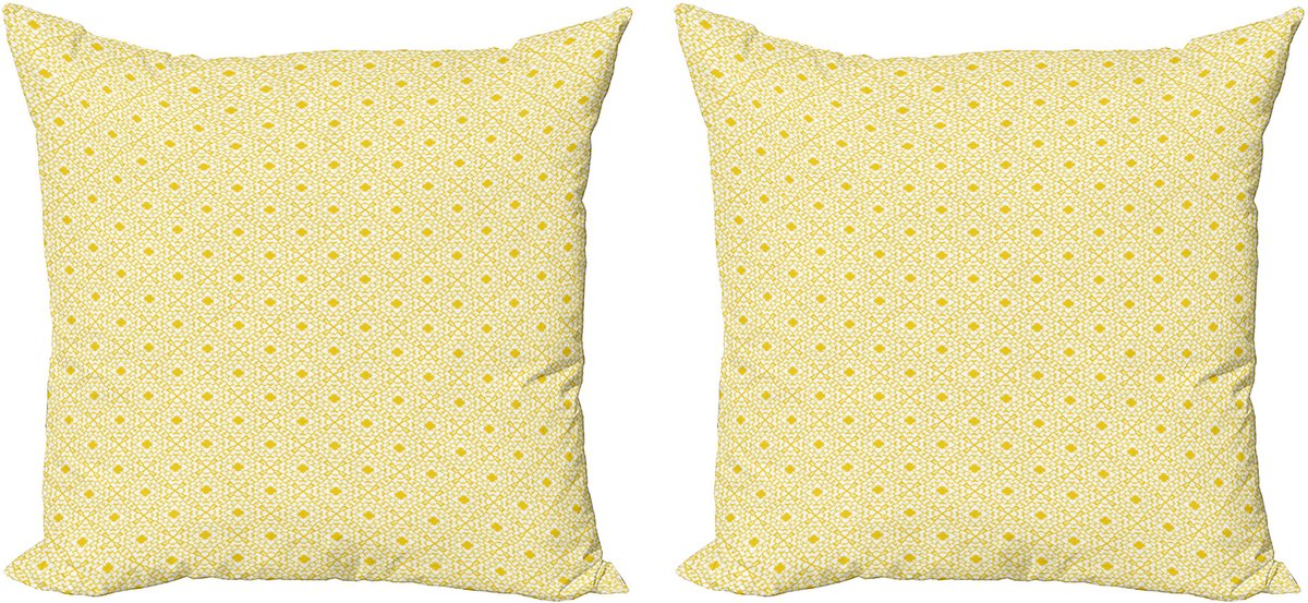 ABAKUHAUS Art Deco decoratieve kussenhoes, 2 stuks, baksteenprint, 45x45 cm, geel en wit