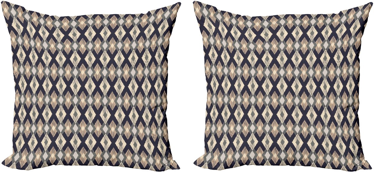 ABAKUHAUS Boho decoratieve kussenhoez 2-pack, Ikat-stijl, 50x50 cm, meerkleurig