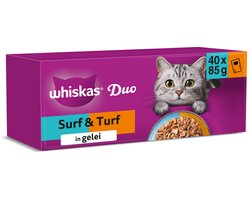 Whiskas Kattenvoer - Adult 1+ - Duo Surf & Turf Selectie in Gelei - 40x85g
