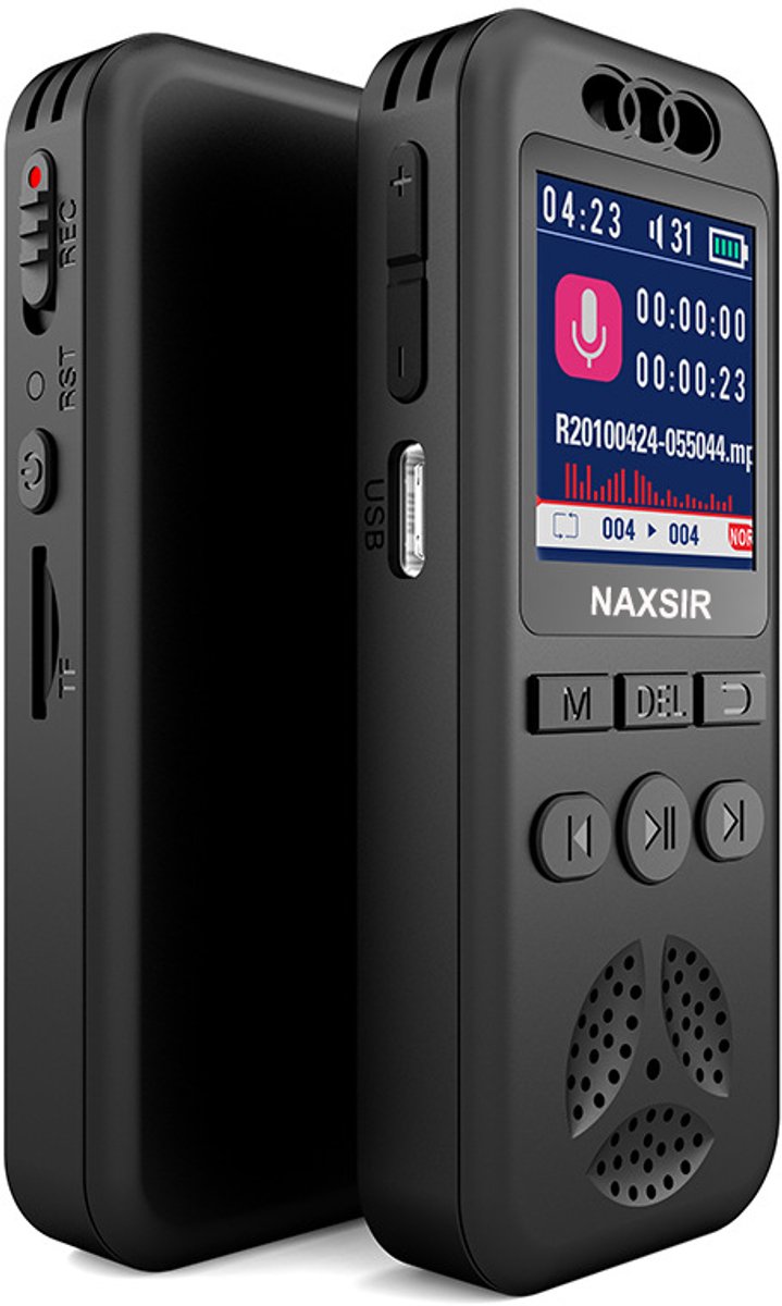 MAXSIR - spraakrecorder, MP3-muziekspeler, 1,77-inch scherm, USB-opladen, gemakkelijk mee te nemen