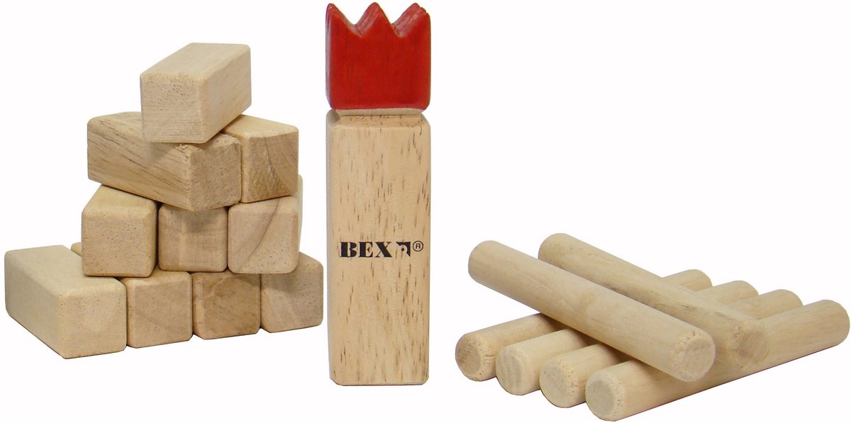Bex Kubb Mini – Zweeds Vikingschaak – Tafelmodel & Decoratief Spel – Massief Rubberhout – Koning Met Rode Kroon – Vanaf 8 Jaar — afbeelding 7