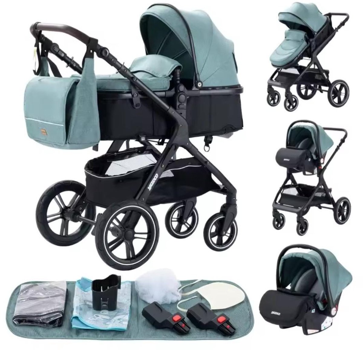 Luxe 3 in 1 Kinderwagen met Autostoel - Inklapbaar - Blauw - Luxe - €180,95