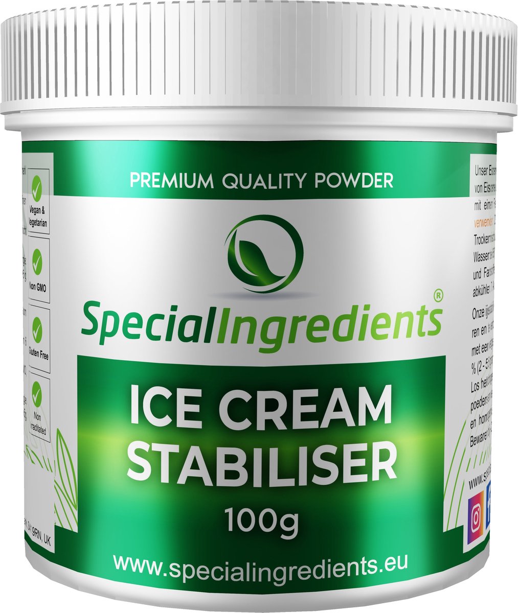Ijs Stabilisator - 25 kg - Ice Cream Stabiliser - Professioneel Roomijs en Sorbetijs - Moderne Gastronomie - Moleculair Koken - Hersluitbare Pot - Recycled Plastic