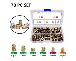 DW4Trading Assortimentsdoos Rampamoeren Set 70 Stuks, M4, M5, M6, inbus Ingebedde Kop - Perfect Voor Houtbewerking