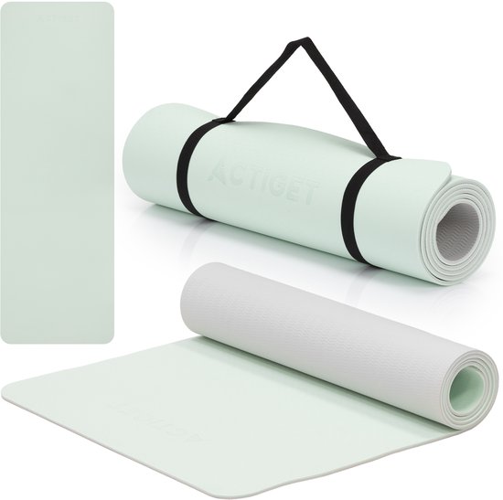 Actiget® Yogamat - Extra Dik - Inclusief Draagriem - 183 x 61 x 0.6 CM - Mint - TPE