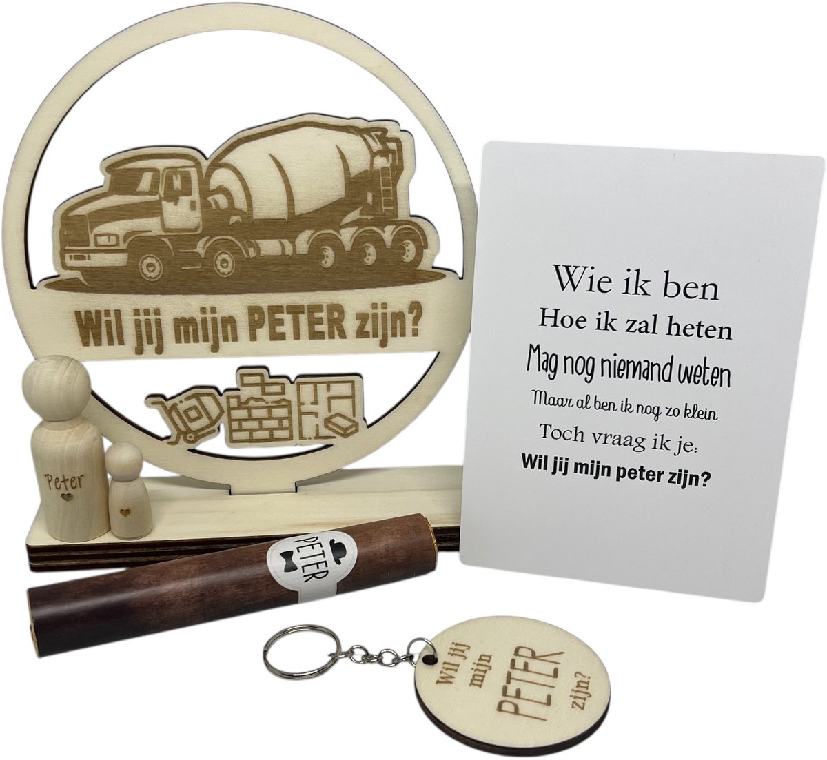 Geschenkbox wil jij mijn PETER zijn? | zwart | BETONMIXER | liefste peter | peter vragen | meter worden | peetoom vragen | peetoom worden | cadeau | geschenkdoos | giftbox
