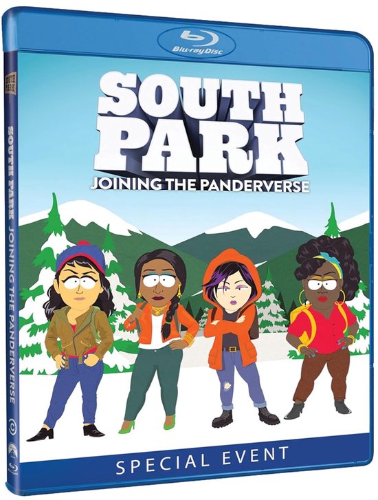 Blu-ray hoes van South Park: Joining the Panderverse met vier vrouwen met cartoonstijl.