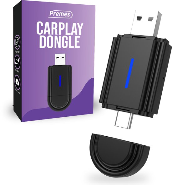 Draadloze CarPlay en Android Auto Dongle USB-A & USB-C Premes 2-in-1 Mini Adapter voor auto infotainment