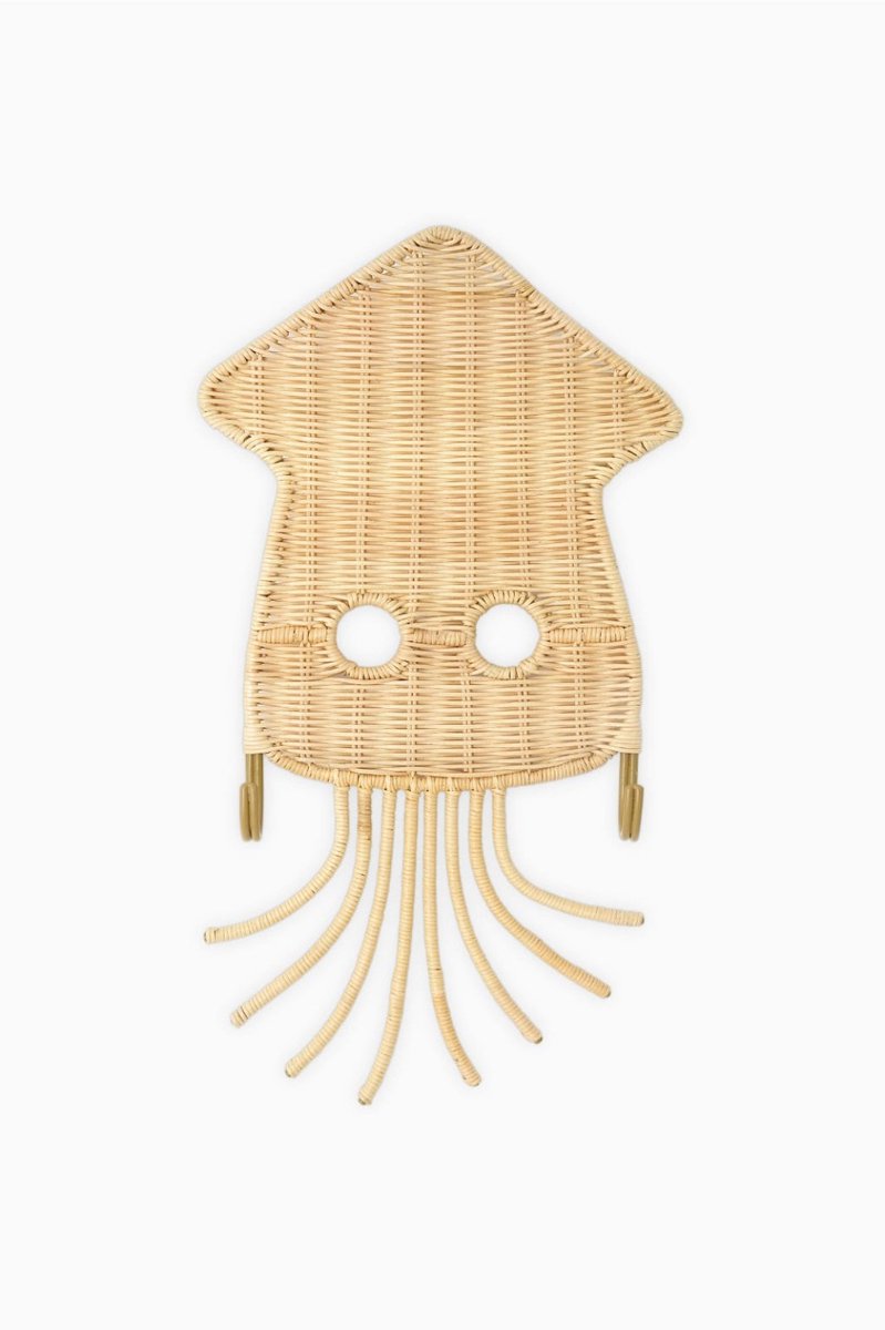 Rotan - Wanddecoratie - Haken - Inktvis - Decoratie - Babykamer - Kinderkamer - Kado - Kapstok
