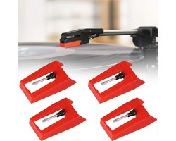 4 stuks - Naald - Platenspeler reservenaald - Premium Platenspeler Naald - universele draaitafelpinnen - Geschikt voor vinylplatenspelers, fonografen - Rood