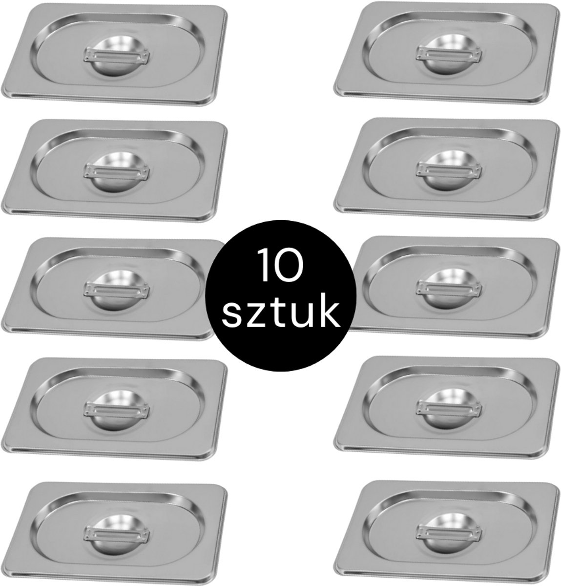 MEGA-M Gastronorm Deksel - GN 1/9 Set van 10 stuks - 176x108 mm - Roestvrij Staal