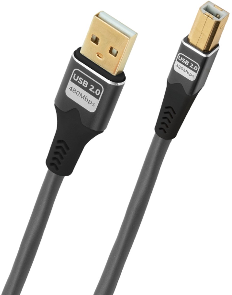 Oehlbach D1C9379 USB-kabel USB 2.0 USB-A stekker, USB-B stekker 10 m Antraciet