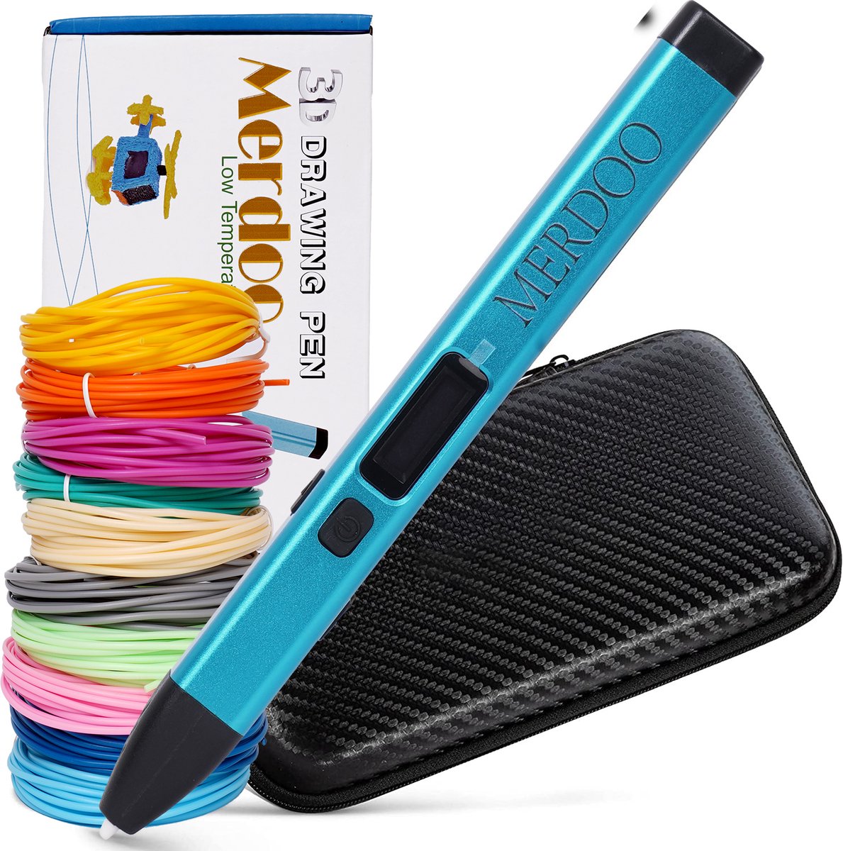 Merdoo 3D-pennen Koude Temperatuur - Veilig PCL-filament (50M), Opslagcase en Sjablonen - Geschikt voor Kinderen en VolwassenenIncl. Opbergcase - Tekenmat - Tekenboek - Knutselen Meisjes & Jongens
