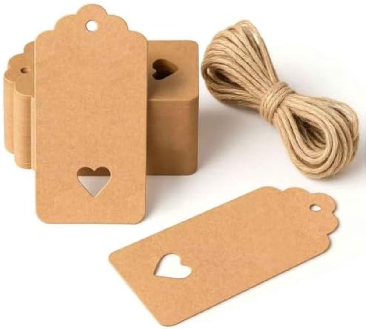 Imperatoris - Cadeau Tags - Labels - Kado Etiketten - Kraftpapier - bruin - Karton aan touwtjes - 50 stuks vierkant cadeaulabels - 6 x 5 cm - met jutetouw van 20 m