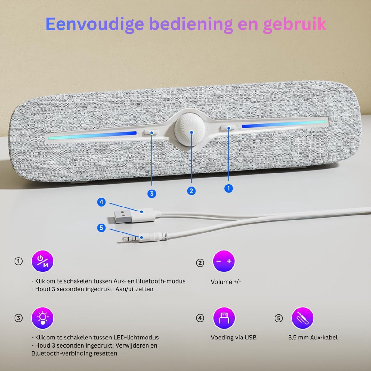 Soundbar PC Plug & Play 6W Speaker voor Computer - afbeelding 2