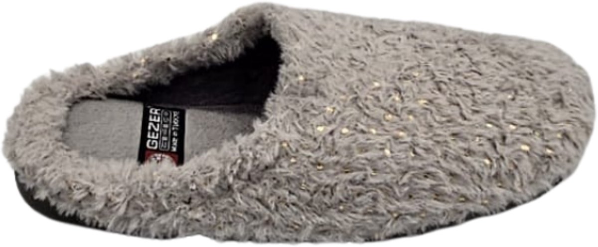 Berussa-Gezer Luxe Dames Pantoffels - Dames mode- Fluffy Huisschoenen met Comfortabele Zool - Warme Fleece Voering - Antislip Gllandzend Grijs-37-40
