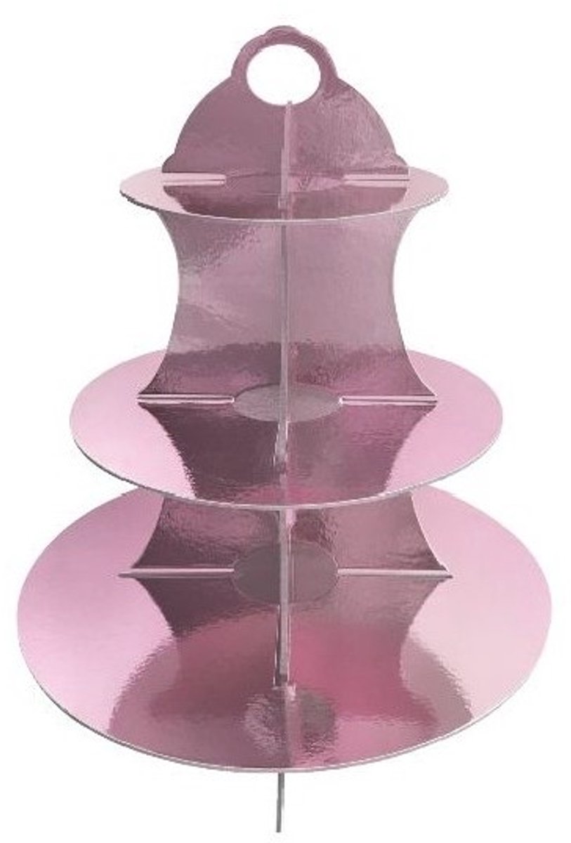 Kartonnen etagere - 3 verdiepingen - Roze - 35 cm hoog