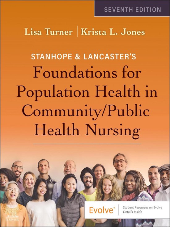 Zevende editie: Stanhope & Lancaster's Foundations for Population Health in Community/Public Health Nursing, met een diverse groep mensen op de voorgrond.
