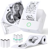 Mini Printer - Mini Bluetooth Thermische Printer - 200DPI & Inktloos - Met 10 Papierrollen - Voor Labels, Lijsten & Foto's - Draagbaar voor Kantoor, School & Thuis