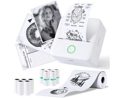 Mini Printer - Mini Bluetooth Thermische Printer - 200DPI & Inktloos - Met 10 Papierrollen - Voor Labels, Lijsten & Foto's - Draagbaar voor Kantoor, School & Thuis