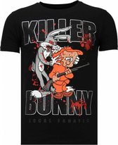 Killer Bunny - Rhinestone T-shirt - Zwart