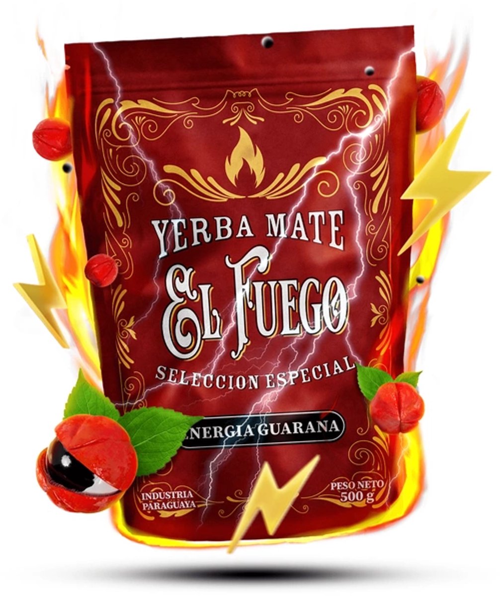 El Fuego Energia Guarana - Smokey Yerba Mate - Extra Stimulerend - Maté met Guarana - 500 gram