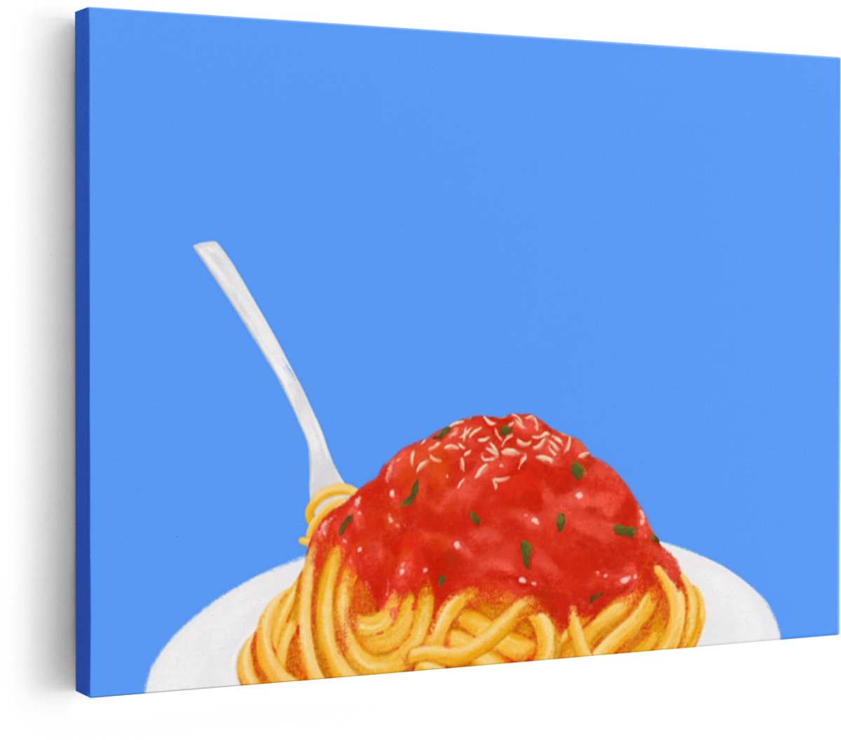 Artaza Canvas Schilderij Spaghetti - 90x60 cm - Wanddecoratie Keuken - Muurdecoratie Eten