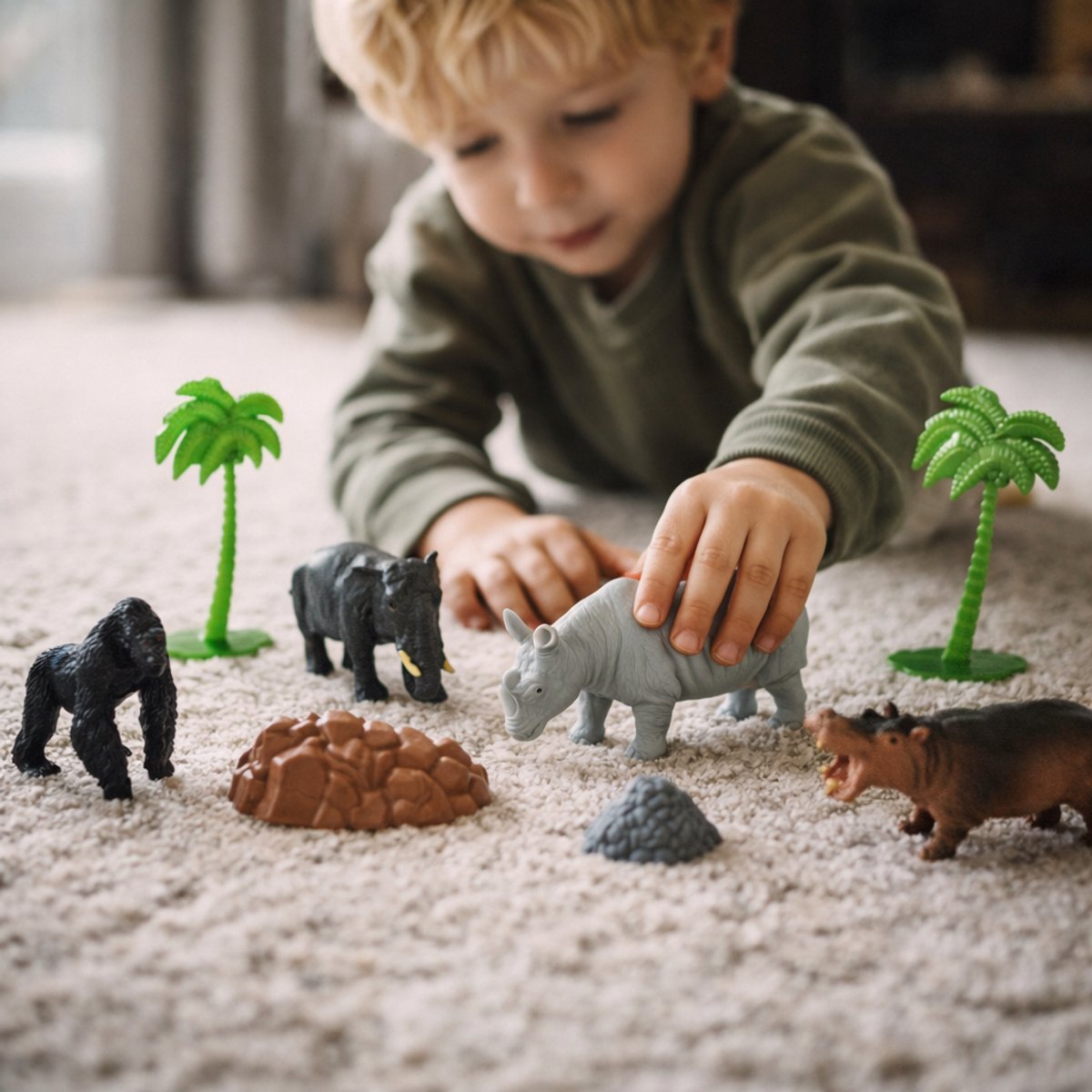 Eddy Toys Wilde Dieren Speelset 9 Stuks - Jungle Dieren Speelgoed met Safari Thema - Speelset Wilde Dieren met Dieren en Accessoires - Educatief en Fantasierijk Speelgoed