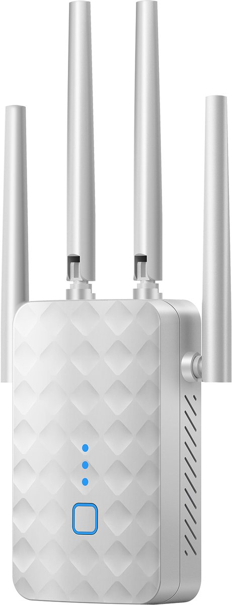 WiFi Versterker 300 Mbps – Draadloze WiFi Signaalversterker 2,4 GHz met 4 Antennes – Universele WiFi Repeater – Wit