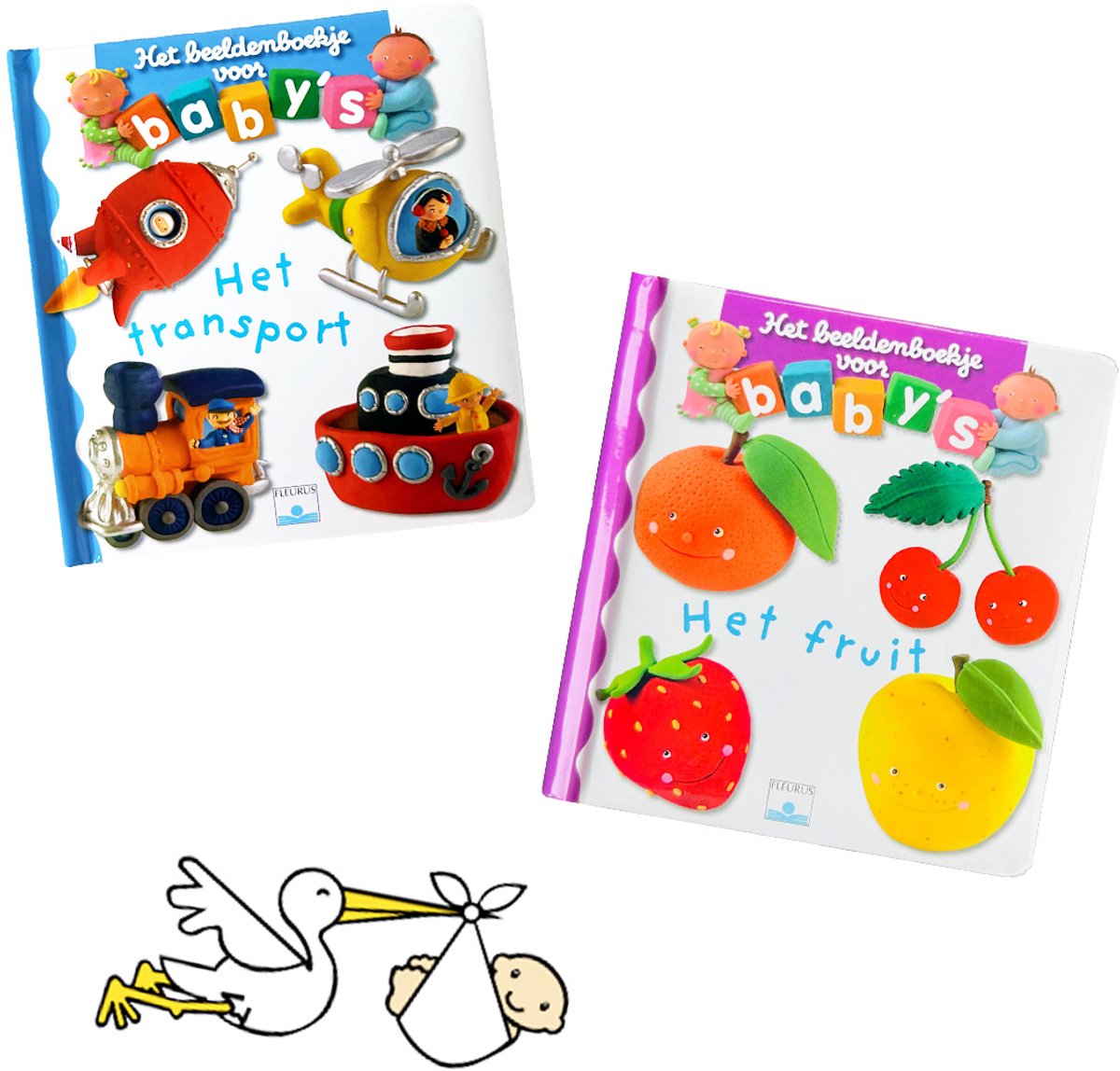 Baby boekjes speelgoed - Kraamcadeau voor 0-1 jaar - Fruit en Voertuigen — afbeelding 2