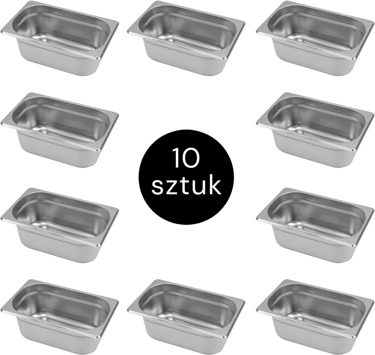 MEGA-M Gastronorm - GN 1/4 Set van 10 stuks - 265x162x100 mm - Roestvrij Staal