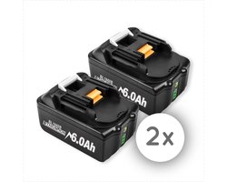 18V Accu geschikt voor Makita - 2 Stuks - Extra Groot 6.0Ah - 18V 6.0Ah Batterij - Vervangende Accu - 6000mAh - LED display - Li-ion Accu - LED Display - Accuboormachine - 18V BL1830B BL1860B BL1840B BL1815 LXT-400 BL1850B