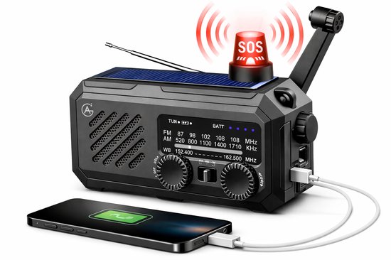 AG Noodradio Solar Opwindbaar en Batterij