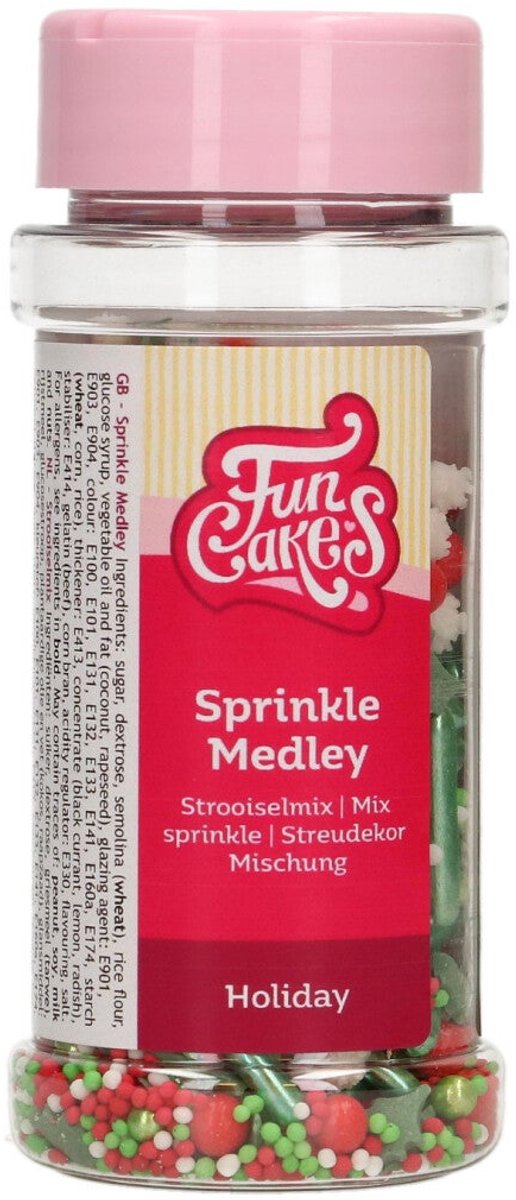 FunCakes Sprinkle Medley - Feestdagen - 65g - Eetbare Taartdecoratie