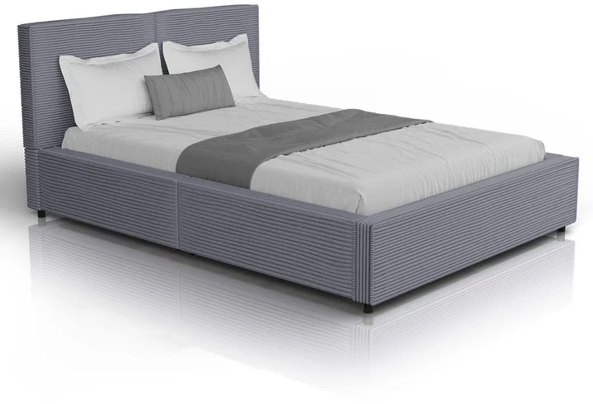 Gestoffeerd Bed Salerno - Corduroy - 140x200cm - Grijs