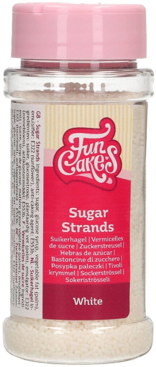 FunCakes Sugar Strands - Wit - 80g - Sprinkles - Eetbare Taartdecoratie