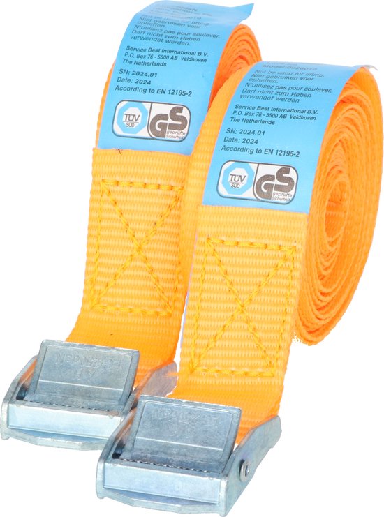 Carpoint Spanbanden 2 x 2,5 Meter – 25 mm Breed – Set van 2 – Voor Veilig Vastzetten van Lading – Geschikt voor Auto & Aanhanger